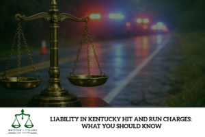 A legal scale and flashing lights to represent hit and run charges and a car accident lawyer near Lawrenceburg, KY.